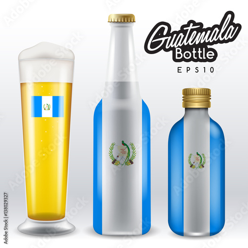 World flag wrapping on beer bottle : Guatemala : Vector Illustration