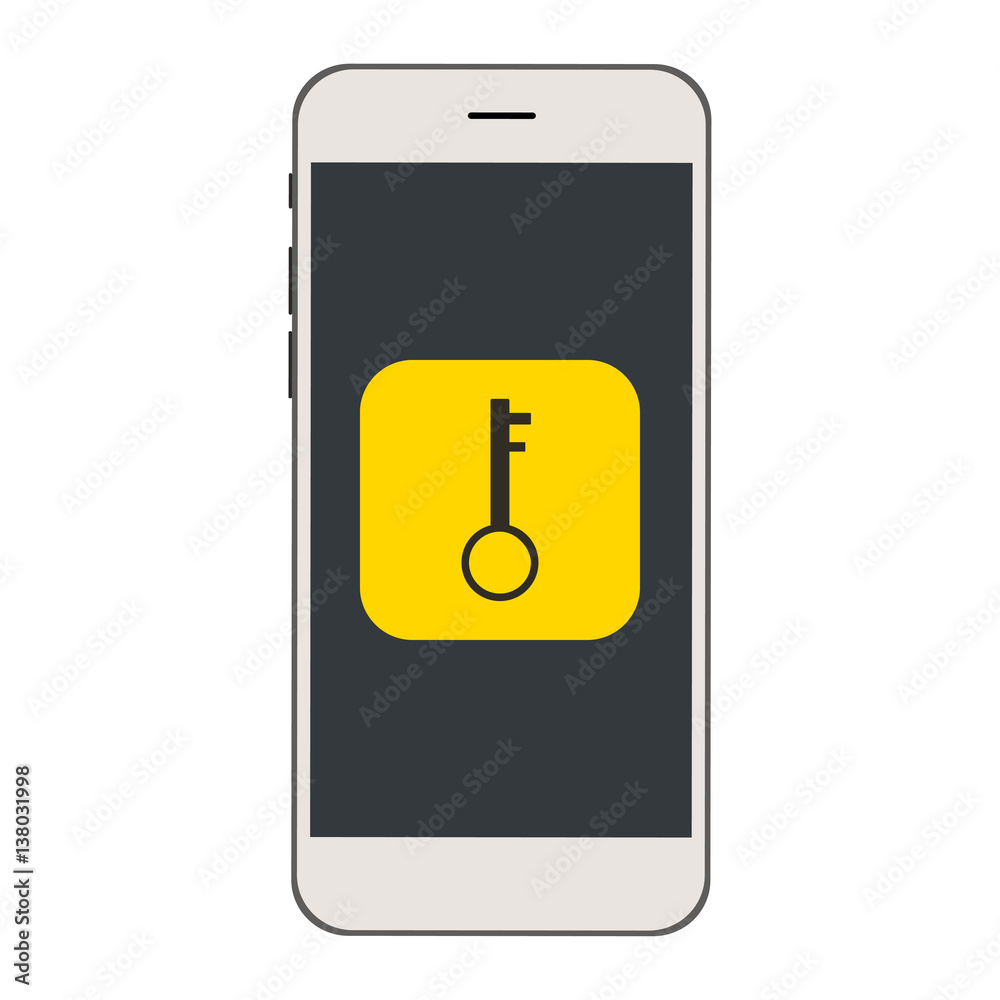 Mobile phone with Key Icon on the screen. Mobile phone with Key Icon on the screen.