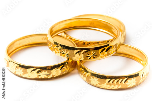 Gold Rings Isolated on White Background
