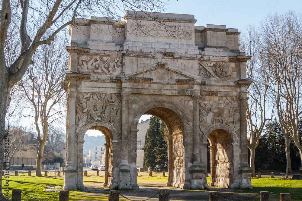 Roman triumphal arch in Orange, France
