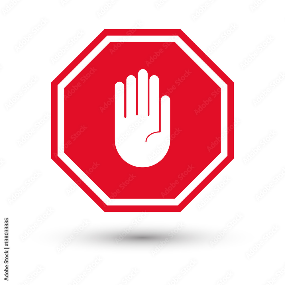 hand stop sign with shadow. Vector illustration hand stop sign with shadow. Vector illustration