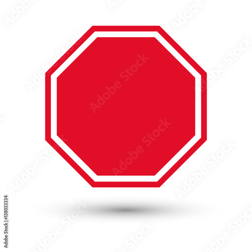 blank stop sign with shadow...