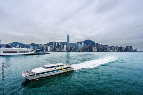 Canvas Print panoramic view of victoria harbor in Hong Kong,China.
