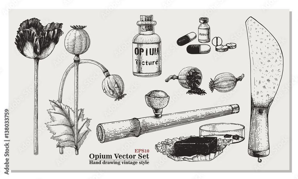 Opium Vector Set - obrazy, fototapety, plakaty 