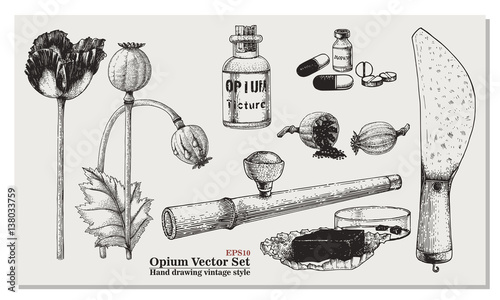 Cuadro en lienzo Opium Vector Set