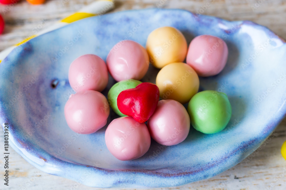 Candy in a ceramic plate handmade Candy in a ceramic plate handmade
