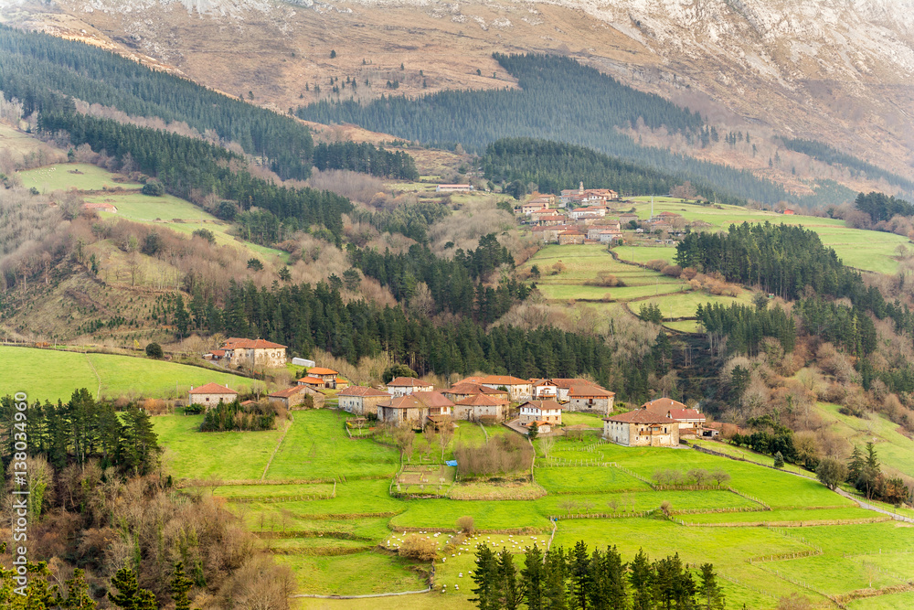 Basque country countryside at gorbea natural park, Spain
