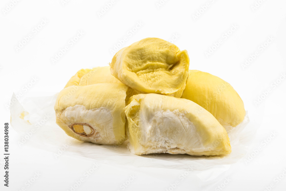 Durian , Durian King Fruits of thailand isolated on white background.