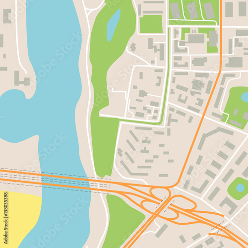 city ​​map with roads and parks