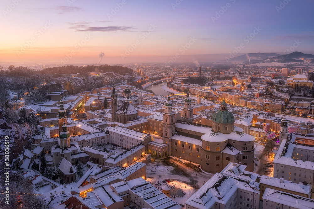 Salzburg, Austria in the snow