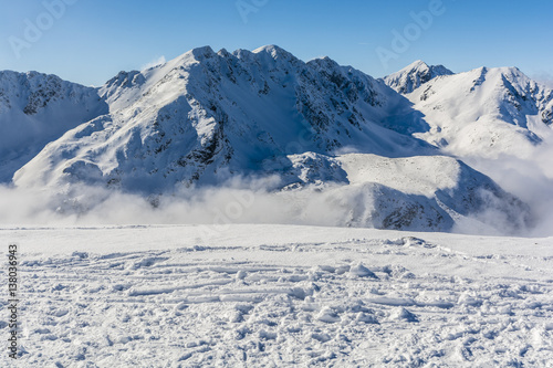 Snow covered peaks and passes