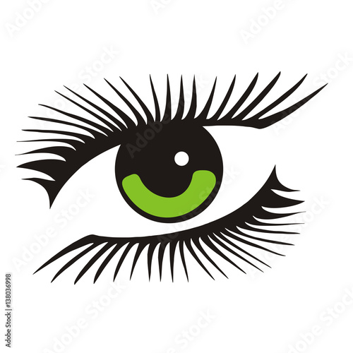 vector green eye with long lashes