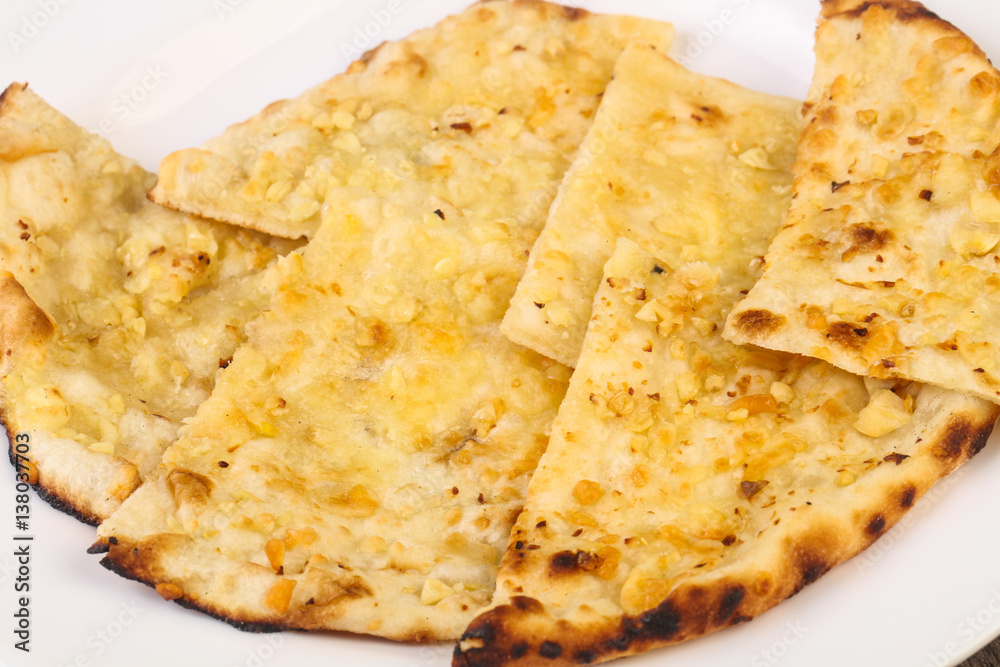 Naan with cheese and garlic Naan with cheese and garlic