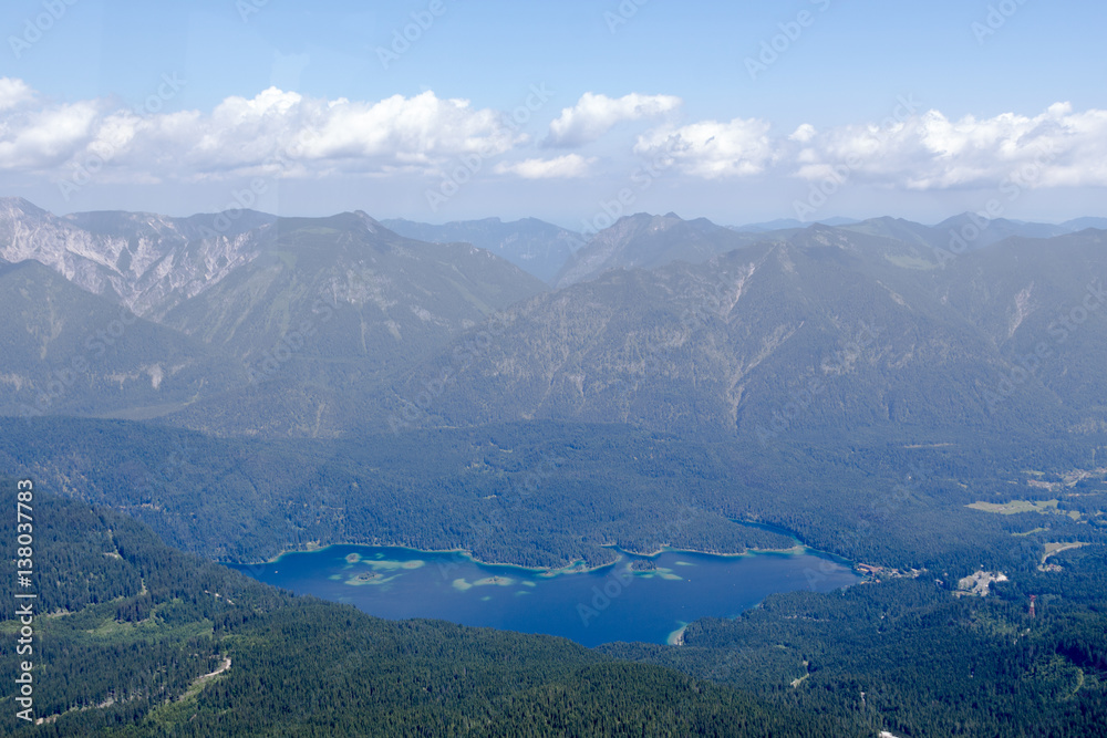 View from Zugspitze on the lake