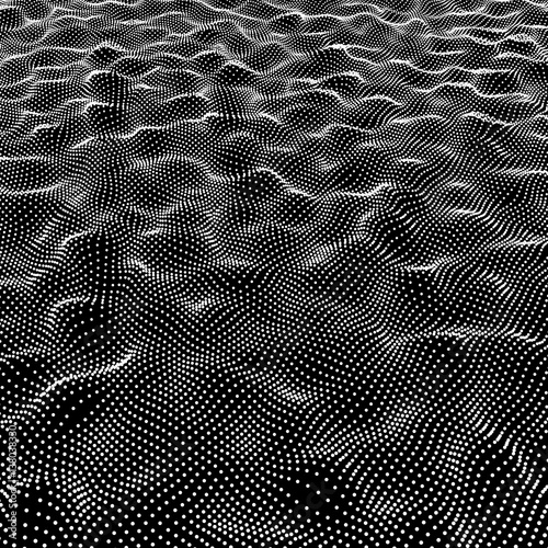 Array with Dynamic Particles. 3d Futuristic technology style. Texture.