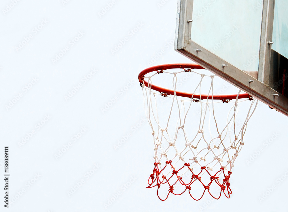 Basketball hoop and net isolated on white background