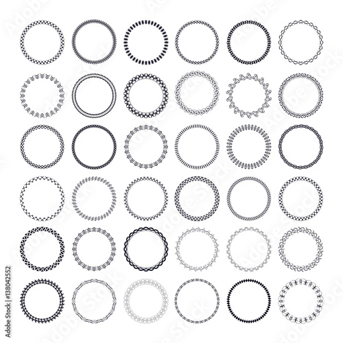 Set of round and circular decorative patterns