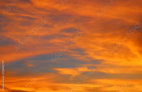 sky in sunset and motion cloud, beautiful colorful evening nature space for add text