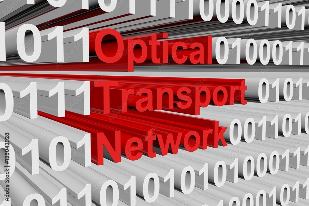 optical transport network in the form of binary code, 3D illustration
