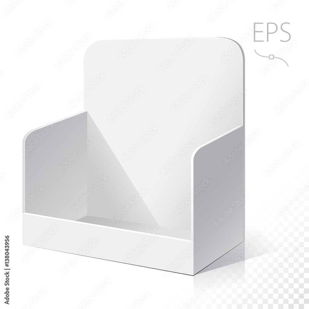 White empty box displays. Display on Isolated white background. Mock-up ...