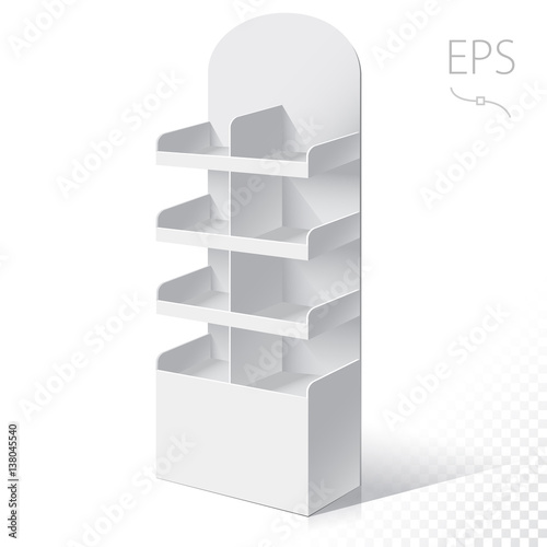 White empty box displays. Display on Isolated white background. Mock-up template ready for design. Product Packing Vector