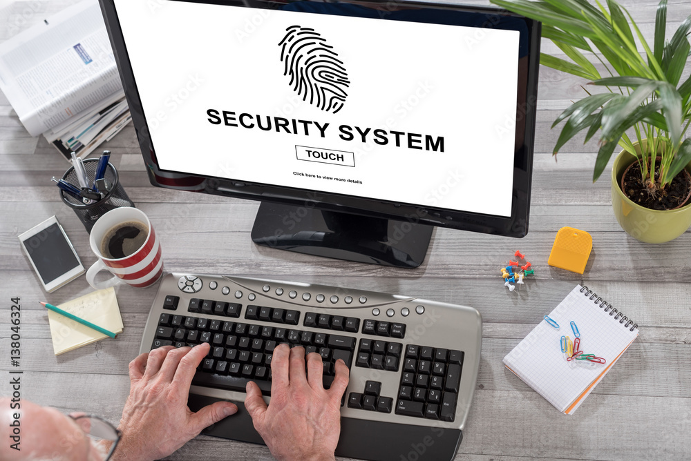 Security system concept on a computer Security system concept on a computer