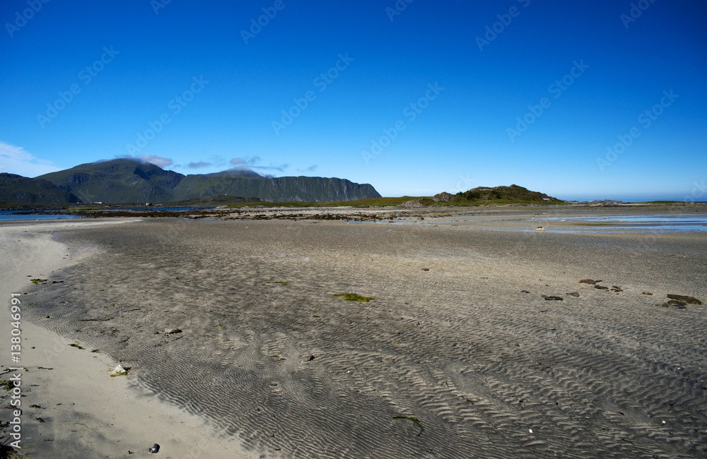 Sand beach on Lofoten Island, Norway Sand beach on Lofoten Island, Norway
