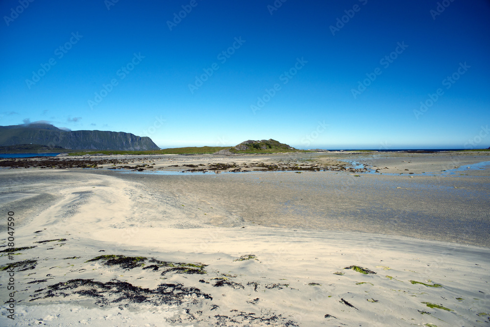 Sand beach on Lofoten Island, Norway