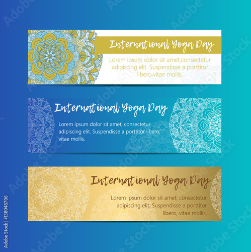 Vintage template design vector illustration of international yoga day