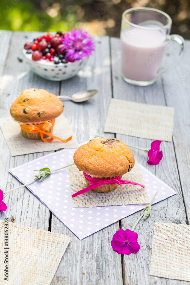 Summer garden muffins fruit cocktail