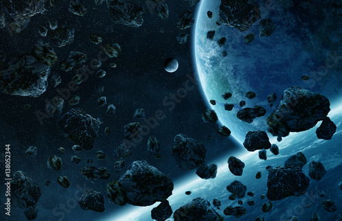 Fototapeta Naklejka Na Ścianę i Meble -  Distant planet system in space 3D rendering