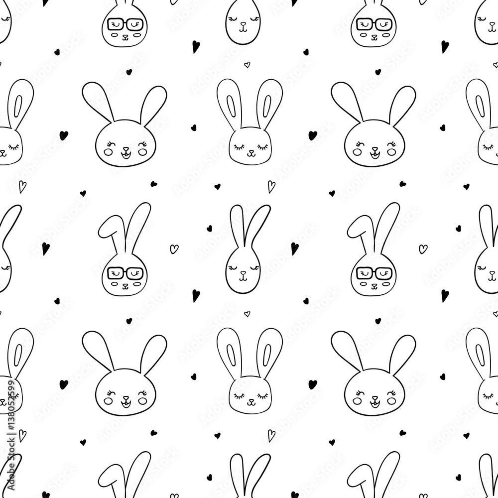 Obraz premium Vector pattern with rabbit