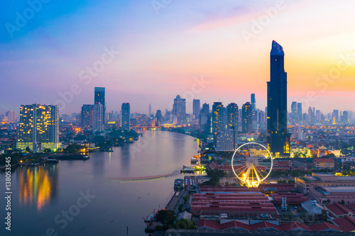 Bangkok skyline in the morning.