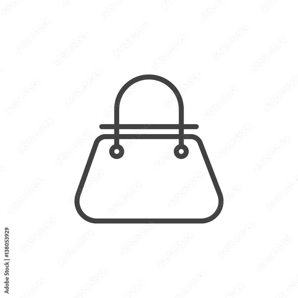 Bag line icon, outline vector sign, linear style pictogram isolated on white. Womens handbag symbol, logo illustration Bag line icon, outline vector sign, linear style pictogram isolated on white. Womens handbag symbol, logo illustration