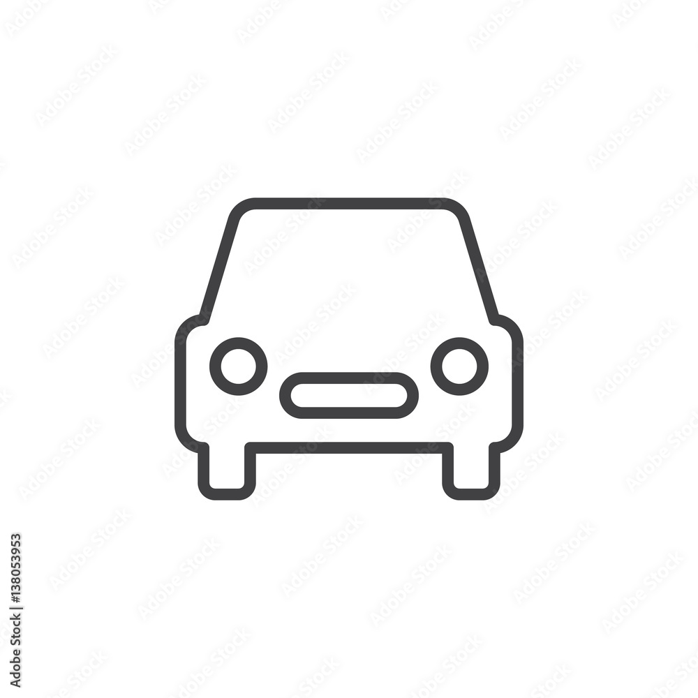 Automobile, car line icon, outline vector sign, linear style pictogram isolated on white. Symbol, logo illustration