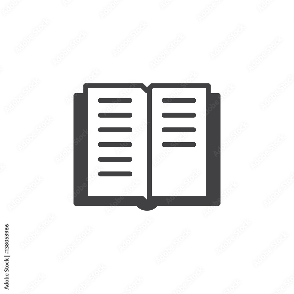 Book icon vector, filled flat sign, solid pictogram isolated on white. Library symbol, logo illustration Book icon vector, filled flat sign, solid pictogram isolated on white. Library symbol, logo illustration
