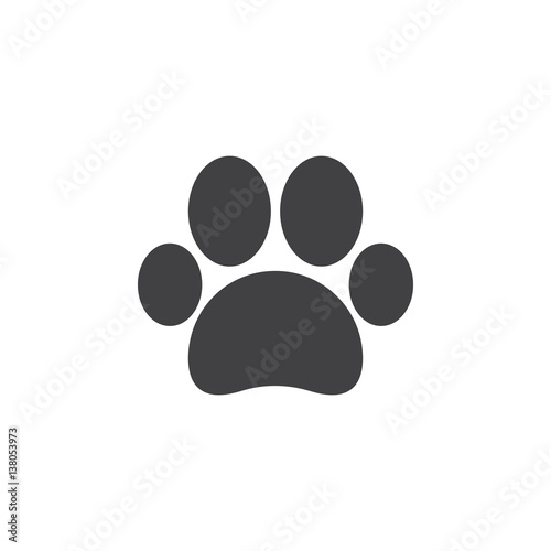 Paw icon vector, filled flat sign, solid pictogram isolated on white. Pet supplies symbol, logo illustration