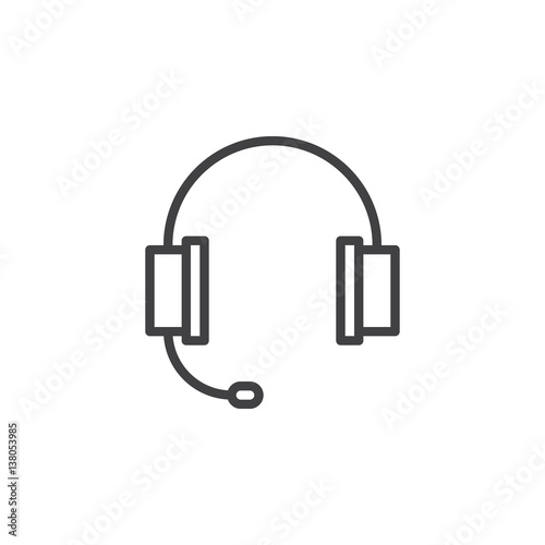 Headset line icon, outline vector sign, linear style pictogram isolated on white. Support symbol, logo illustration
