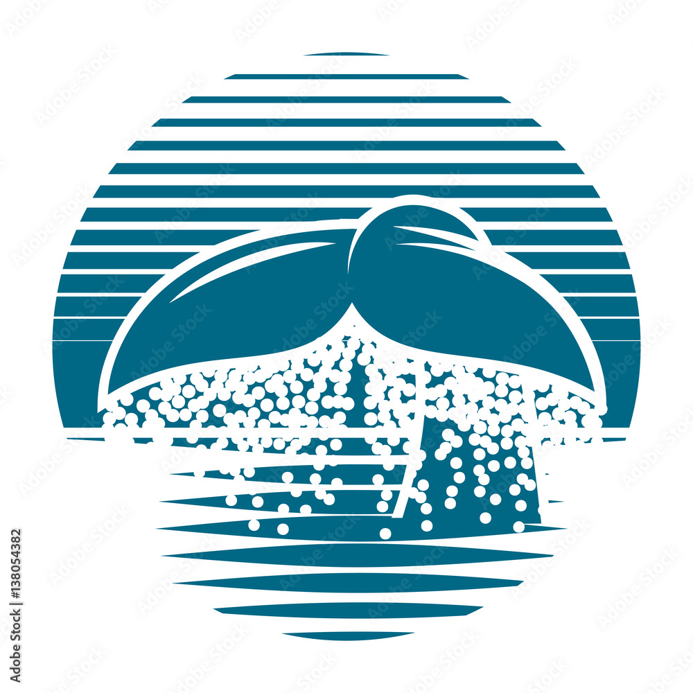 Fototapeta premium monochrome blue vector template for logo with whale tail