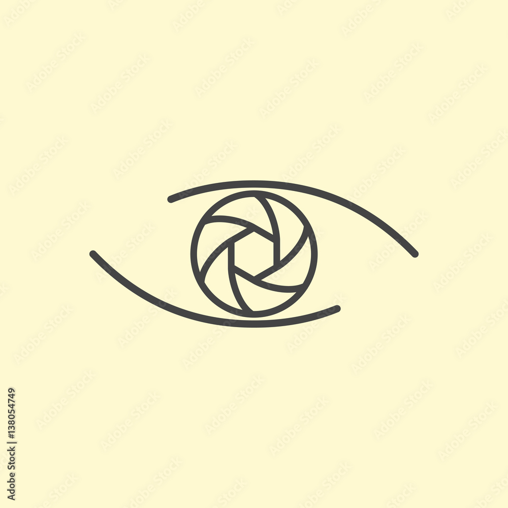 Fototapeta premium Photography logo design eye. Line art