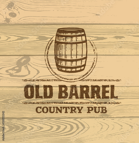 Old Barrel Creative Vector Sign. Stamp Design Element Concept On Grunge Distressed Background