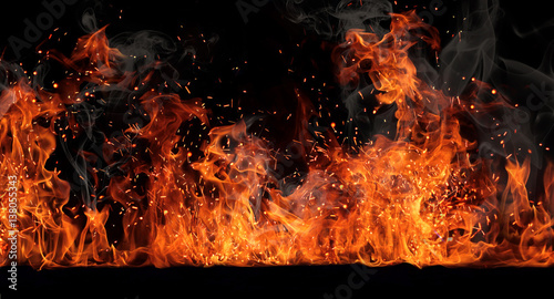 Texture of fire on a black background.