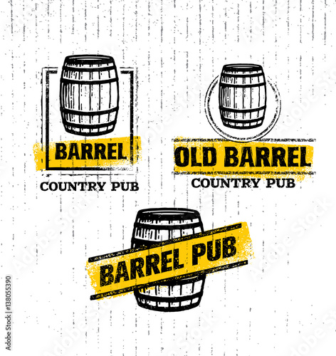 Old Barrel Creative Vector Sign. Stamp Design Element Concept On Grunge Distressed Background