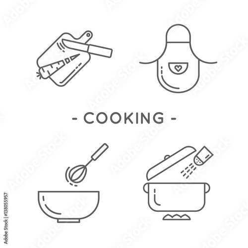 4 Line Black Icons Sets on White Background