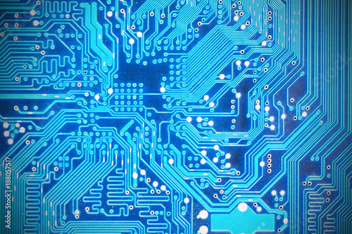 Close-up shot of computer motherboard detail photo