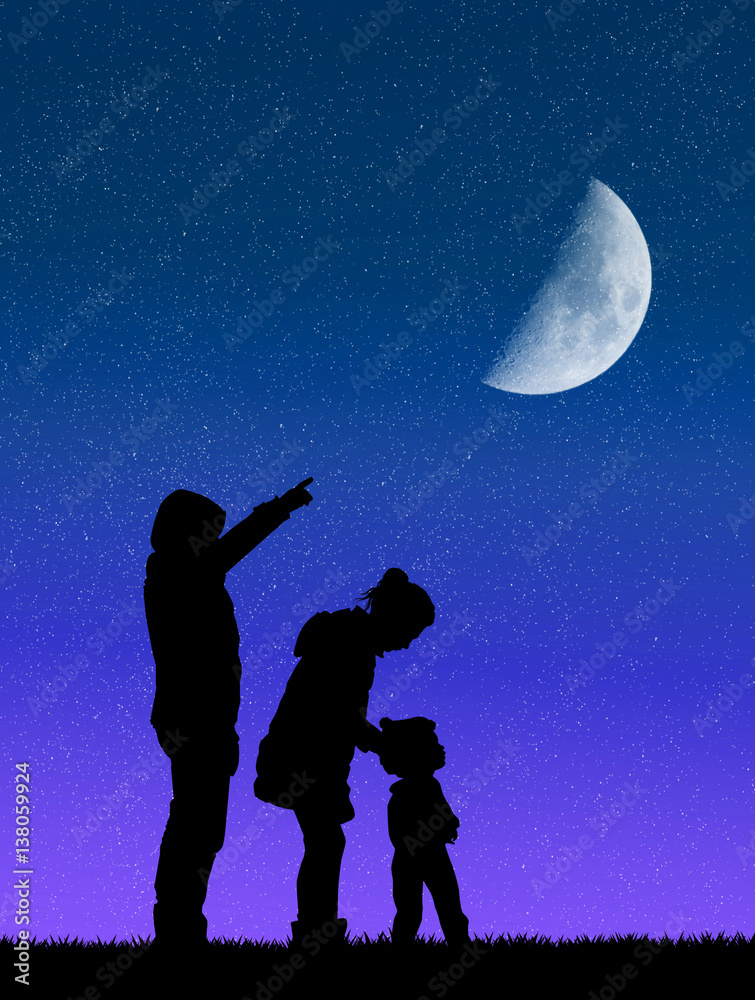 Obraz premium people look the moon