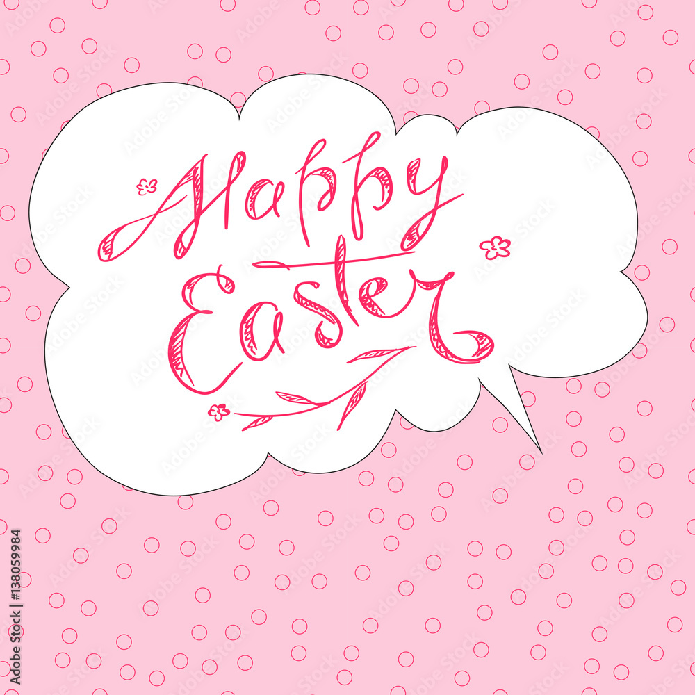 Happy easter. Greeting card with space for text on a pink background. Template for congratulations.
