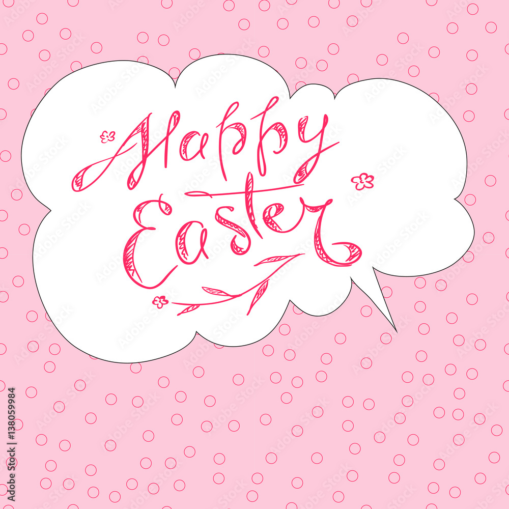 Happy easter. Greeting card with space for text on a pink background. Template for congratulations. Happy easter. Greeting card with space for text on a pink background. Template for congratulations.