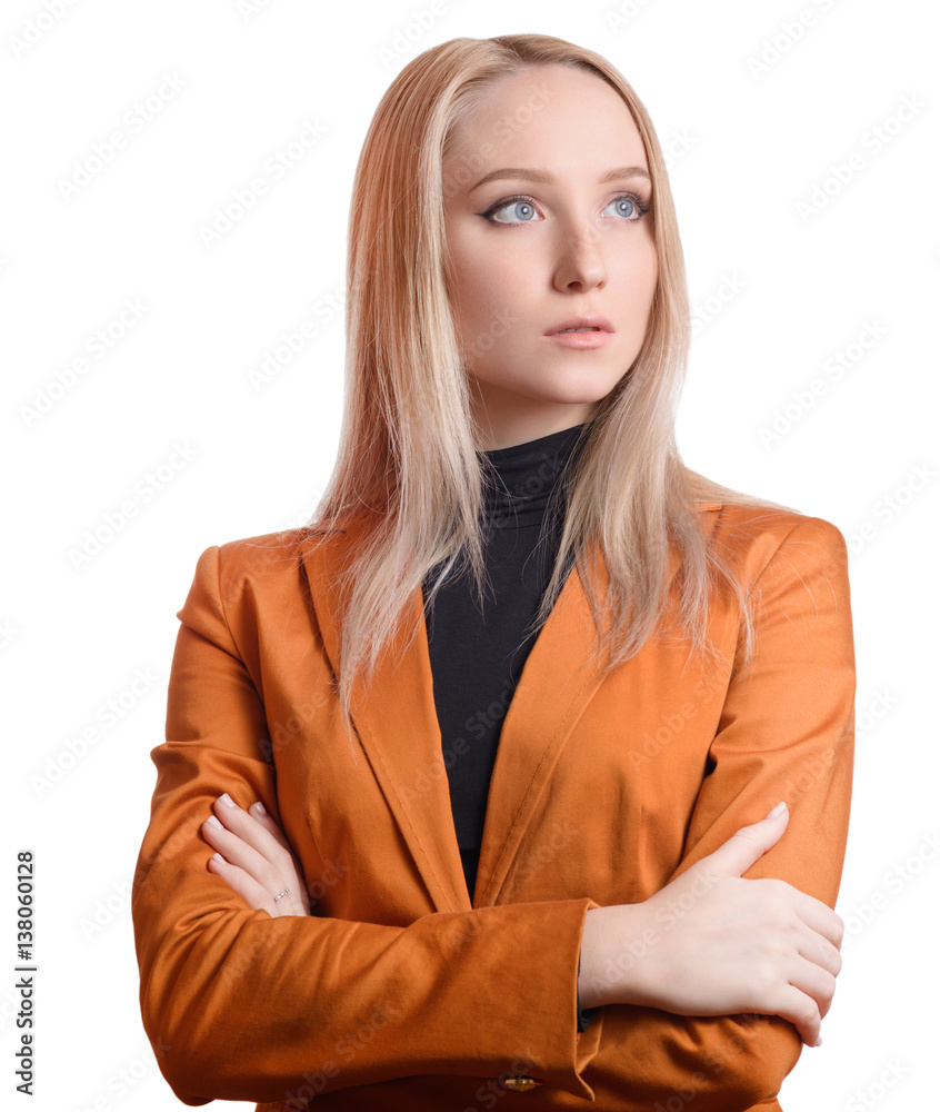 Business woman portrait with crossed arms. Isolated on white. Business woman portrait with crossed arms. Isolated on white.
