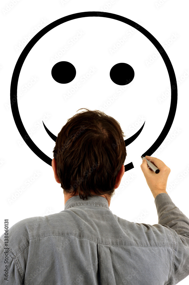 Fotografie Homme dessinant un smiley
